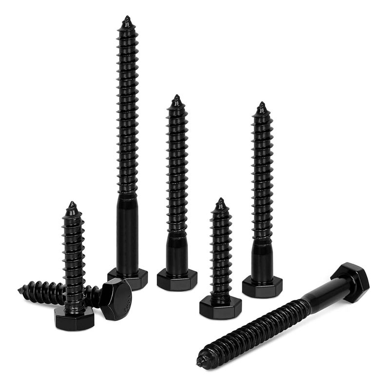OUSCHR 5/16" x 2-1/2" Stainless Steel Lag Screws Bolts, Heavy Duty External Hex Head Wood Screws, Black Finish, Partial Thread, 10 PCS - Image 5